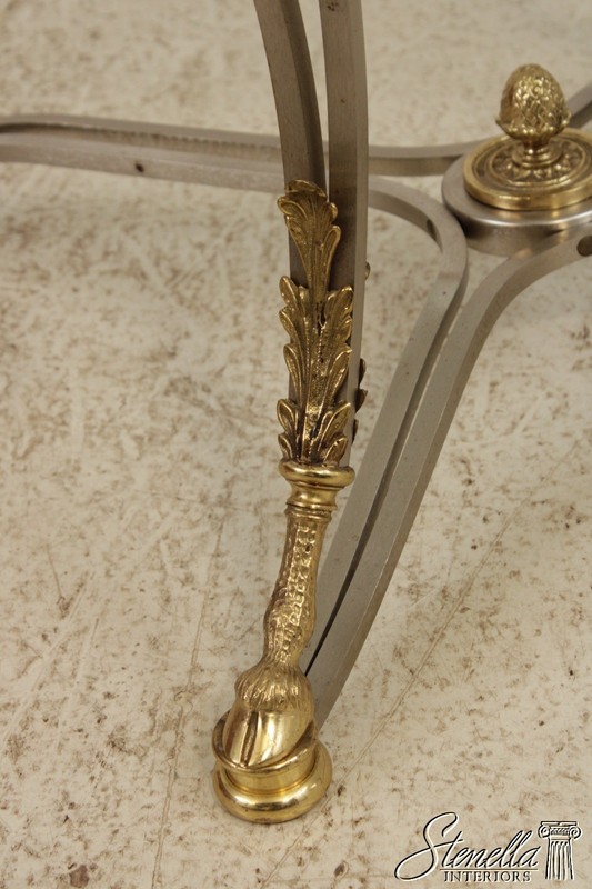 F71899: LABARGE Regency Brass & Steel Glass Top Coffee Table gallery