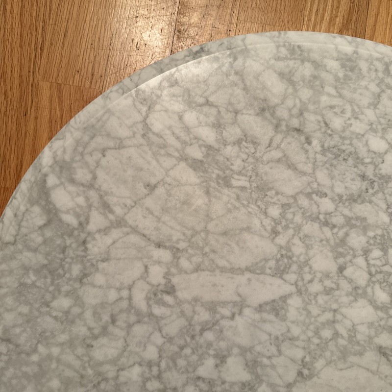 Vintage Solid Replacement 24” Marble Table Top (Italy) White & Gray Veining gallery