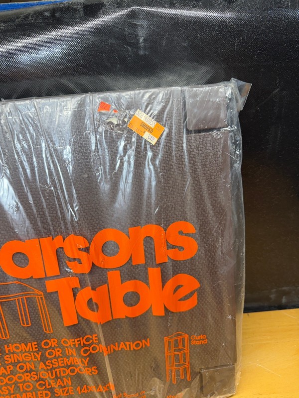 Vintage Plastic Parsons Table 14X14X14 Brown NOS Sealed gallery