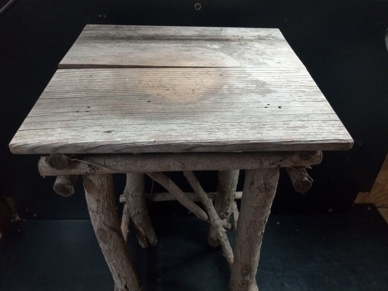 Antique handmade Twig Table Plant Stand Wood Adirondack Primitive Tramp COTTAGE gallery