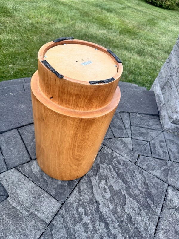 Vintage Wood Drum Cylinder Table/ Stool Paul Mayen Style H22” X D12.5” gallery