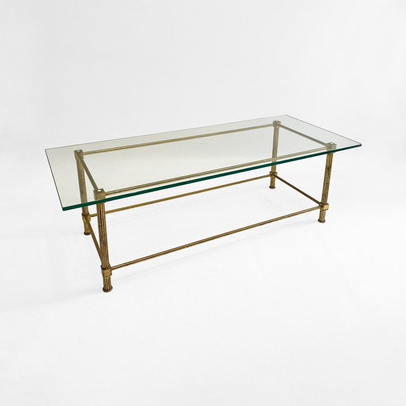 Aldo Tura Brass Glass Coffee Table 1960s Vintage Italian Mid-century Art Deco gallery