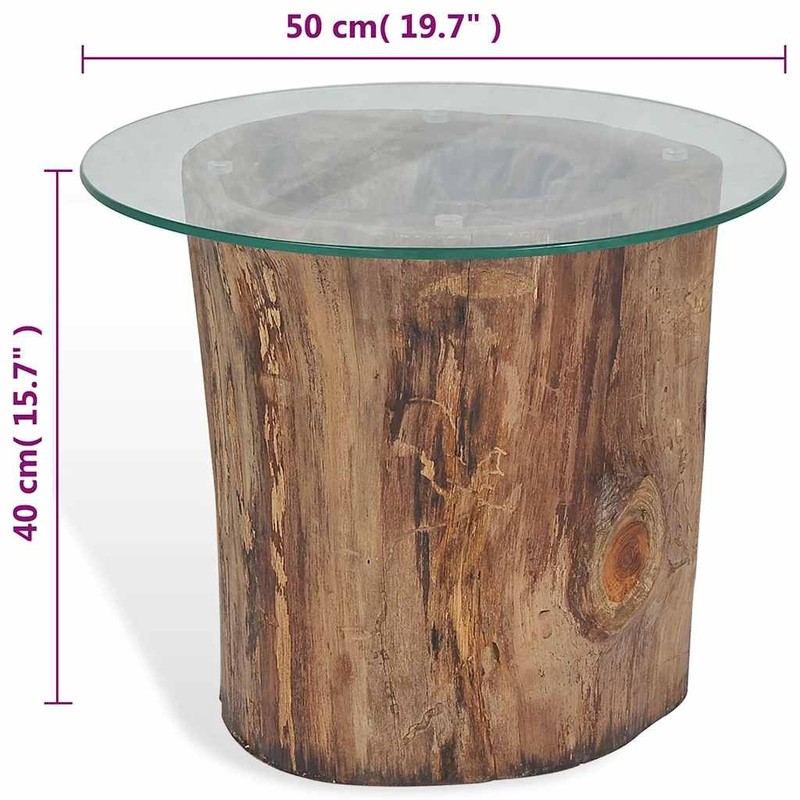 Coffee Table Round Sofa End Table Side Table Solid Wood Teak and Glass vidaXL gallery