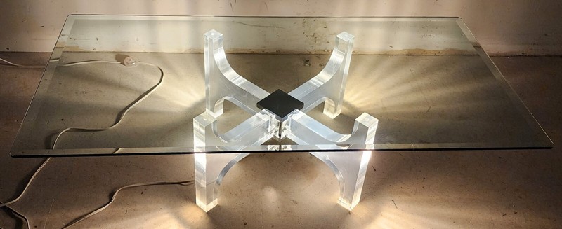 Illuminated Lucite Coffee Table by Philippe Jean France 1970s gallery