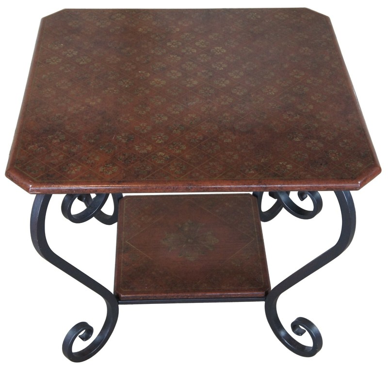 Brunschwig & Fils Vintage French Regency Scrolled Iron & Wood Side Accent Table gallery
