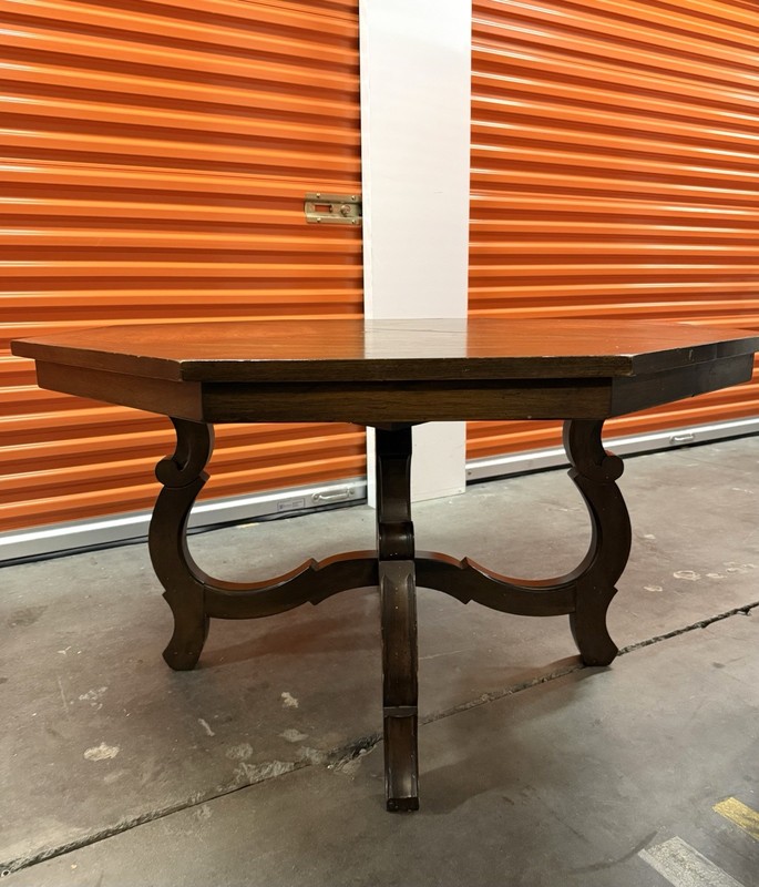 Vintage Mid Century Walnut Octagonal Spanish Style Dining Table Hibriten