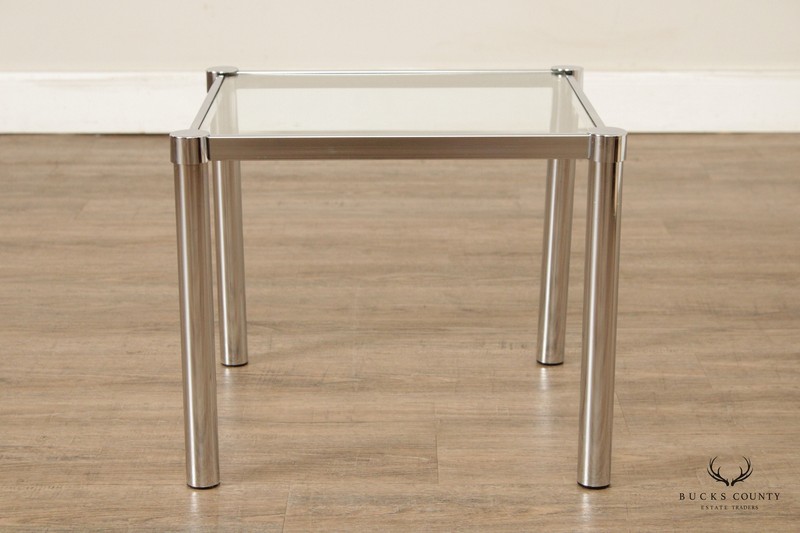 Post Modern Chrome and Glass Side Table gallery