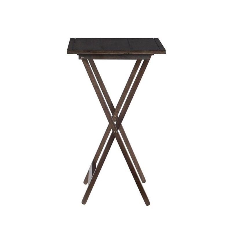 Pemberly Row Transitional Five Piece Wood Tray Table Set in Gray gallery