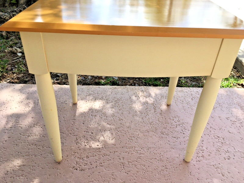 ETHAN ALLEN AMERICAN DIMENSIONS END TABLE WITH DRAWER TWO TONE MAPLE / IVORY gallery