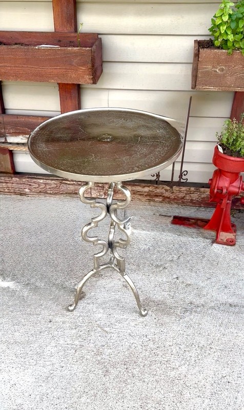 Mid Century Aluminum White Painted Side Table gallery