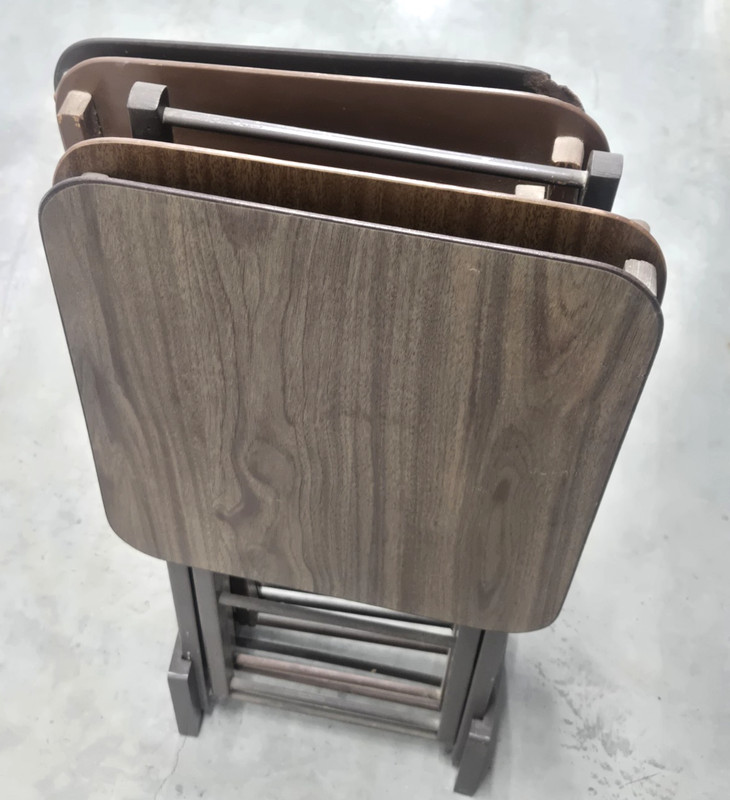 MCM Set 4 Vintage ARTEX Folding TV Tray Snack Serving Tables w/Stand Brooklyn NY