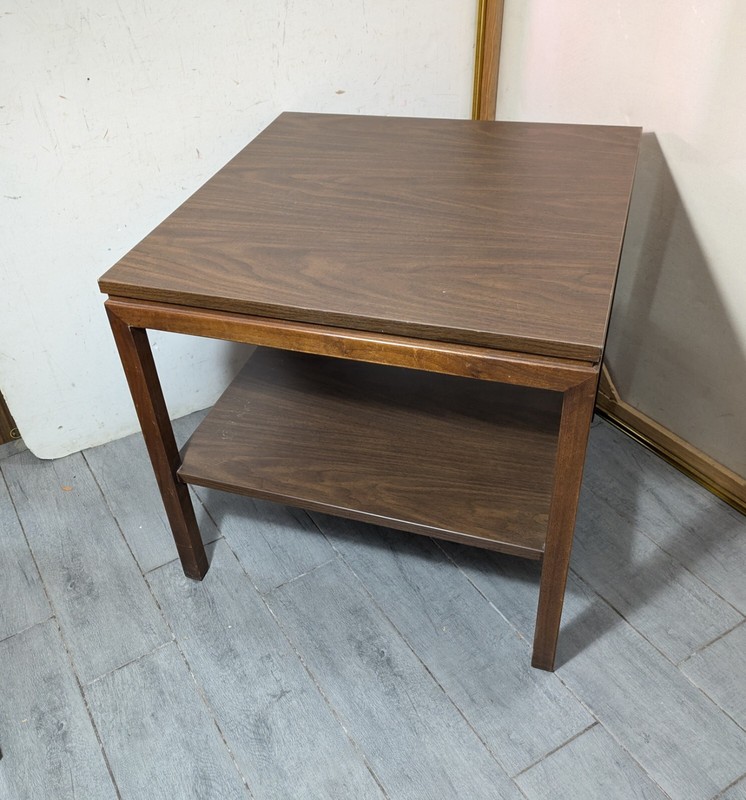 Vintage Alma Mid Century Modern Formica & Wood 2-Tier End Table gallery