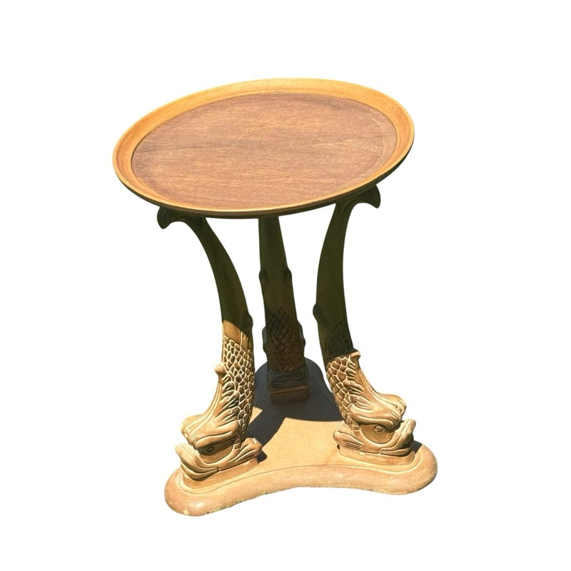 Vintage Italian Dolphin Fish Side Table Hollywood Regency Coastal Accent gallery
