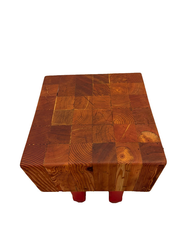 Vintage Antique Butcher's Block Carving Kitchen Table, Hand-Crafted 1975 gallery