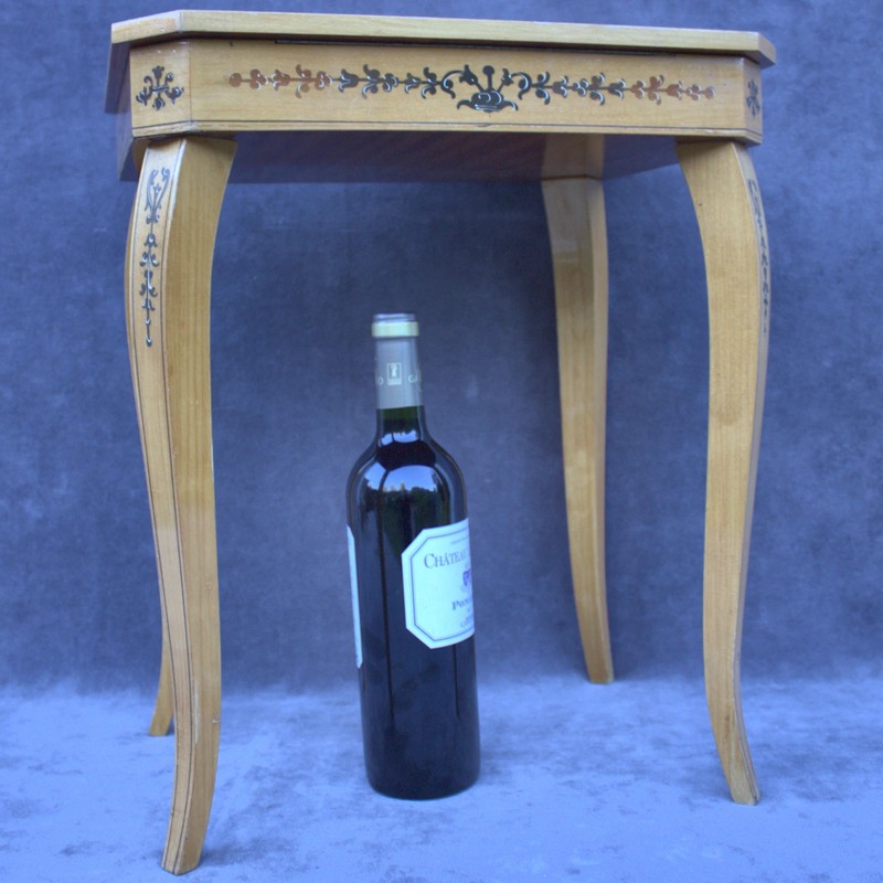 Antique italian Music Table Floral Marquetry Curved Legs Side Table gallery