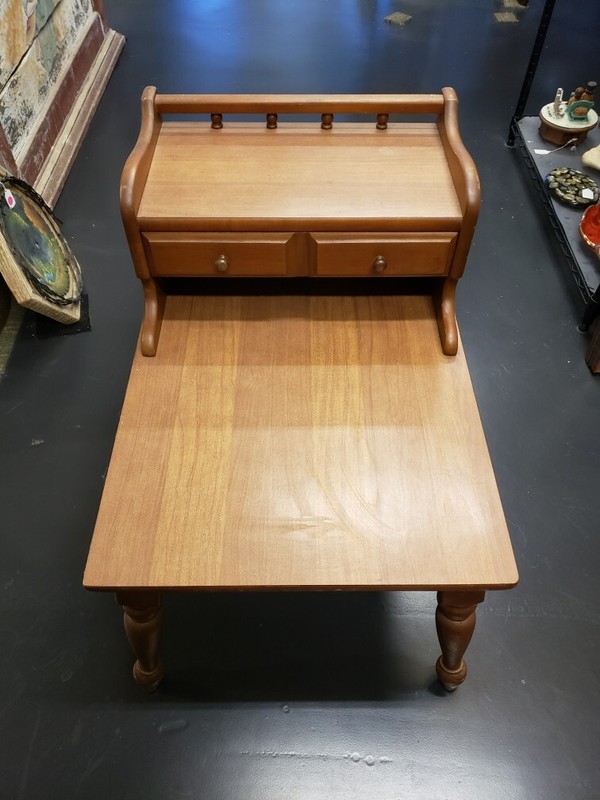MCM Mersman Brown Two Tiered Step Drawer Side or End Table