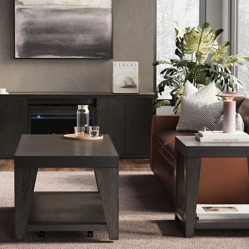 Modern Contemporary 50" Coffee Table with Storage Shelf and Hidden Casters gallery