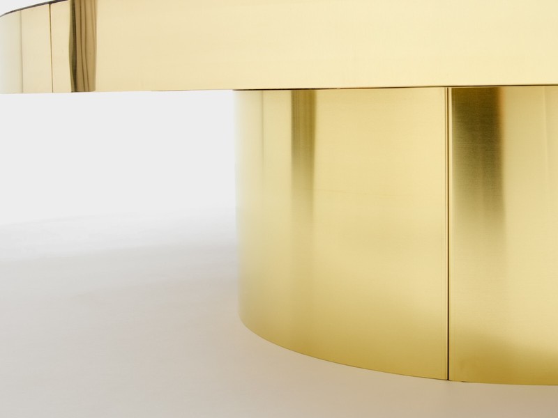 Bamboo marquetry and brass coffee table 1980 gallery