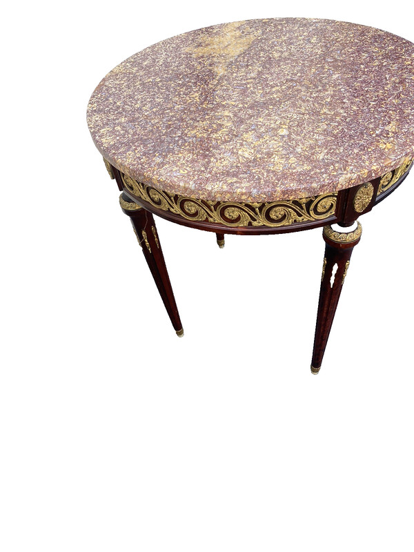 65666 Round Marble Top Lamp Table with Bronze ormalu
