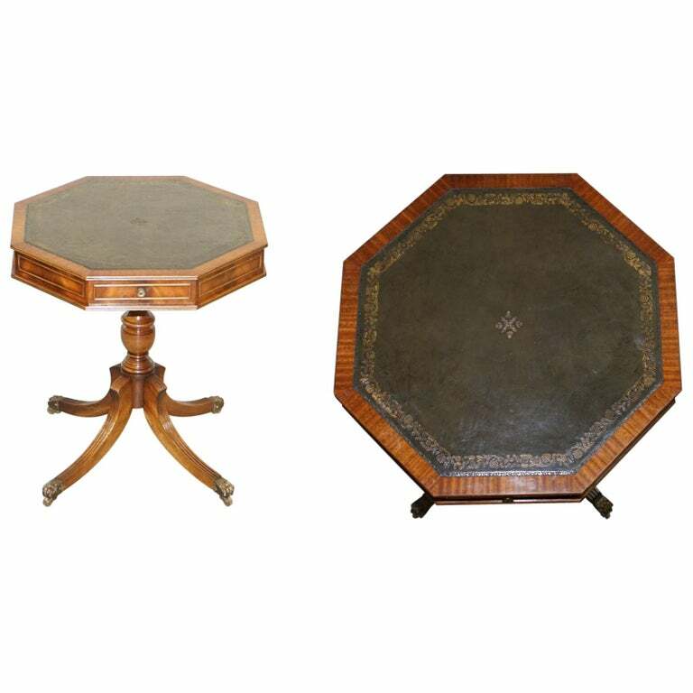 STUNNING REVOLVING VINTAGE ENGLISH REGENCY STYLE DRUM SIDE END LAMP WINE TABLE