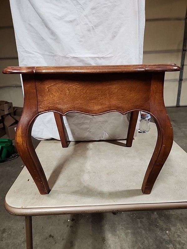 ANTIQUE FRENCH PROVENCIAL CARVED SIDE/END TABLE OLD CURVED LEGS VTG SOLID WOOD gallery