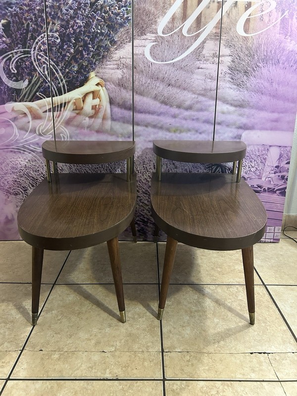 2 Mid Century Modern 2 Tier End Side Tables 1960’s Formica Tops