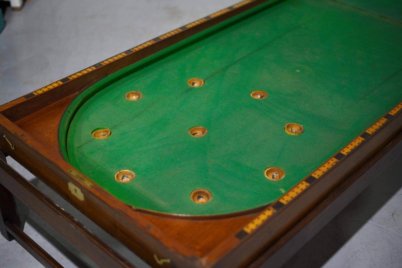 19th Century Bagatelle Parlor Game Box Mahogany Coffee Cocktail Table gallery
