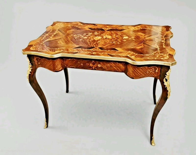Exceptional French Louis XV Style Marquetry Center Table, 19th Century gallery