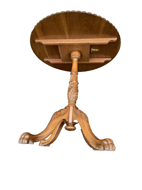 65053 Solid Mahogany Custom Hand Carved Tilt Top Lamp Table Stand gallery