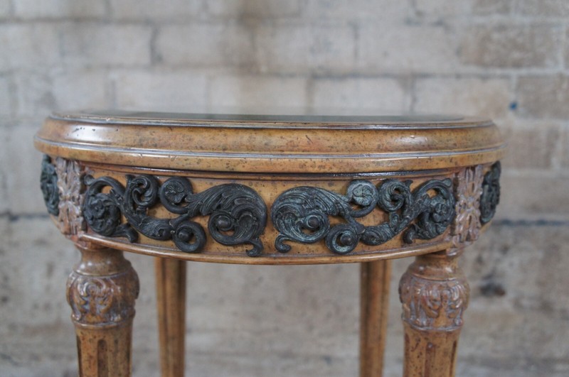 Maitland Smith French Louis XVI Walnut Glass Gueridon Pedestal Table Plant Stand gallery