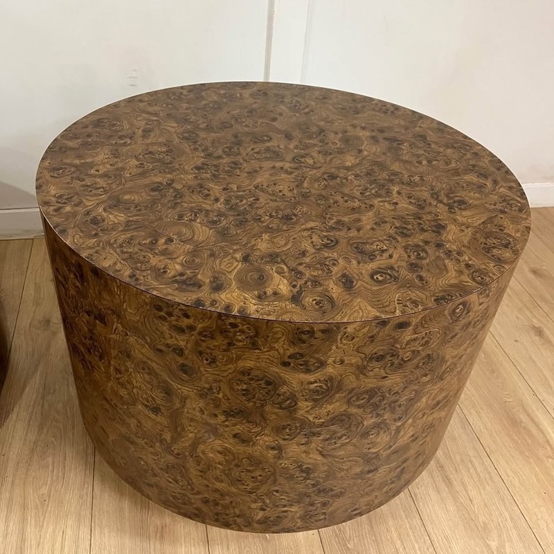 Vintage 1960s Burl Drum Cocktail Table