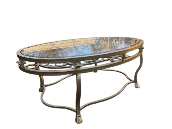Rococo Style Gilt Patinated Wrought Iron Coffee Table