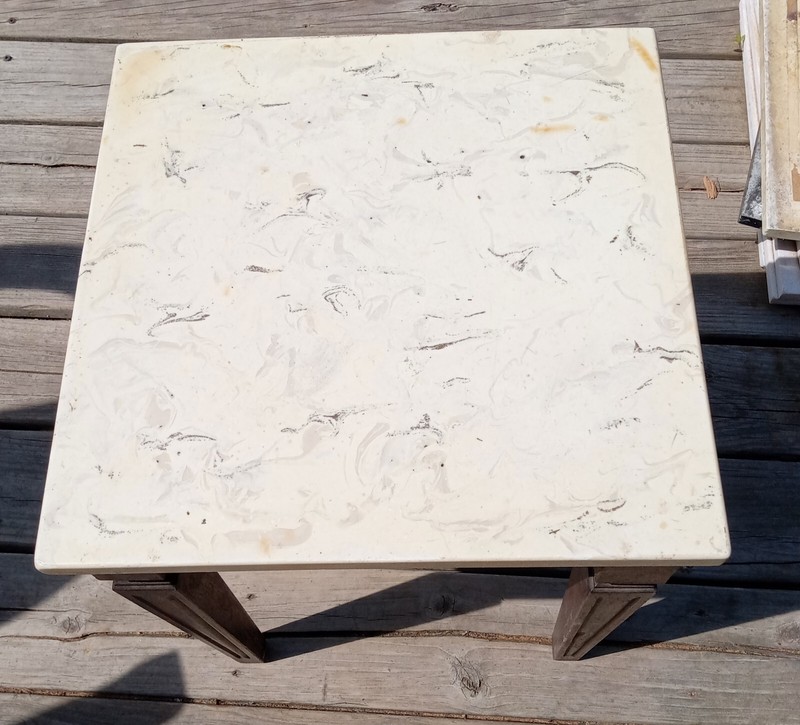Oak Marble Top Side Table / End Table (ET308) gallery