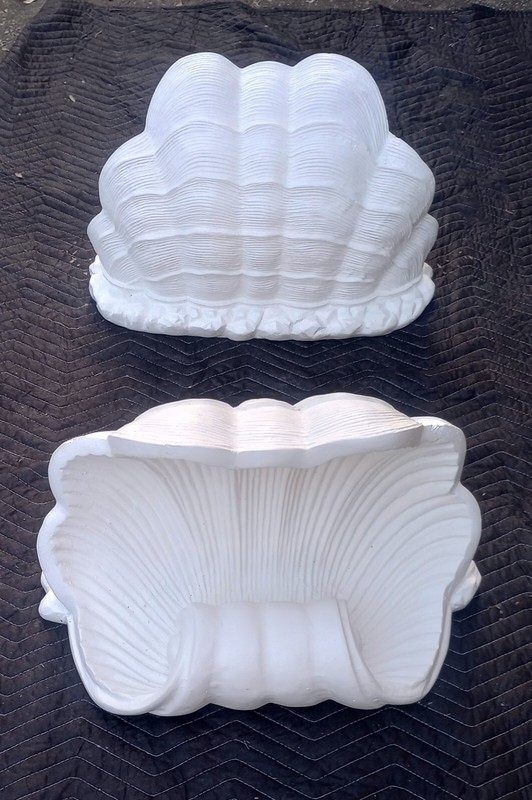 Vintage Mid Century Sea Shell Coffee Table Glass Top gallery