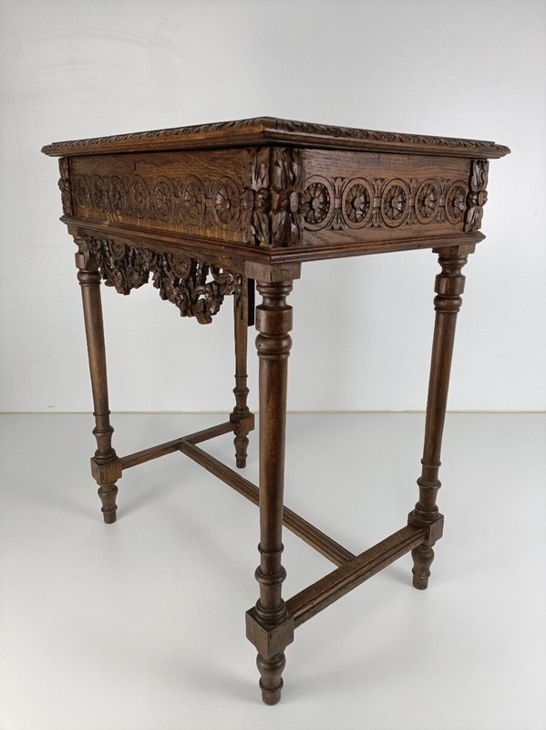 hand Carved Ornate Vanity Table Sewing Quilting Desk 19th century Antique WOW gallery