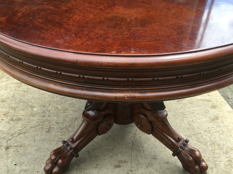 WALNUT AND BURL CARVED GRIFFIN TABLE, BARDWELL,ANDERSON & CO. BOSTON gallery