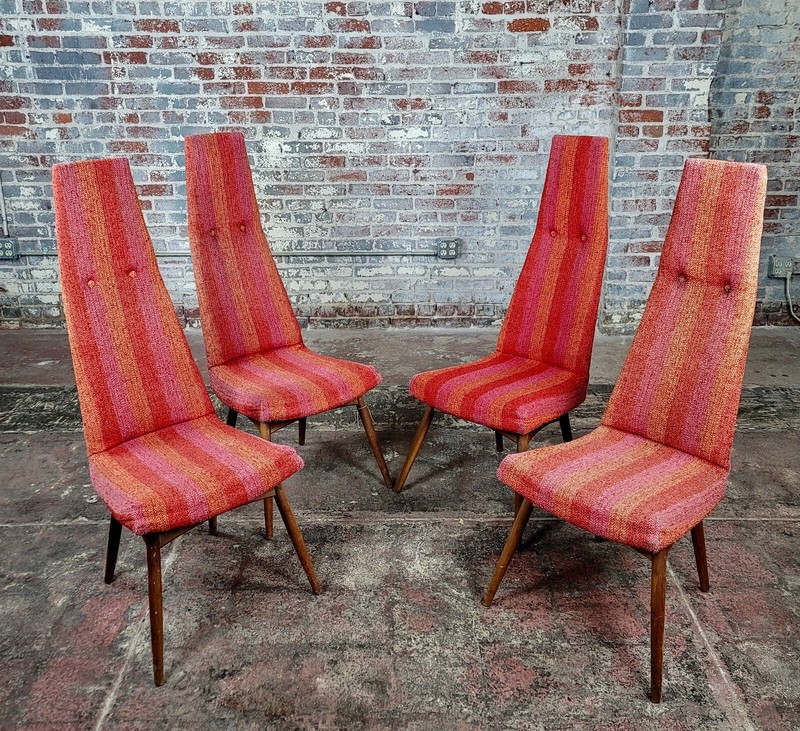 Adrian Pearsell 1960s Midcentury High Back Chairs w/original fabric-Set of 4 gallery