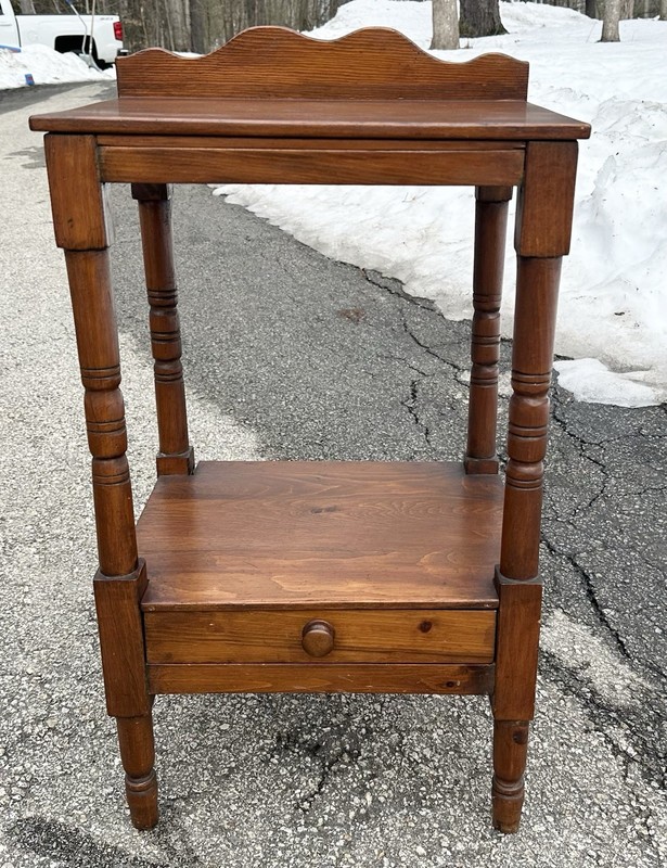 Antique 19th c. Pine 1-Drawer Washstand Side Table