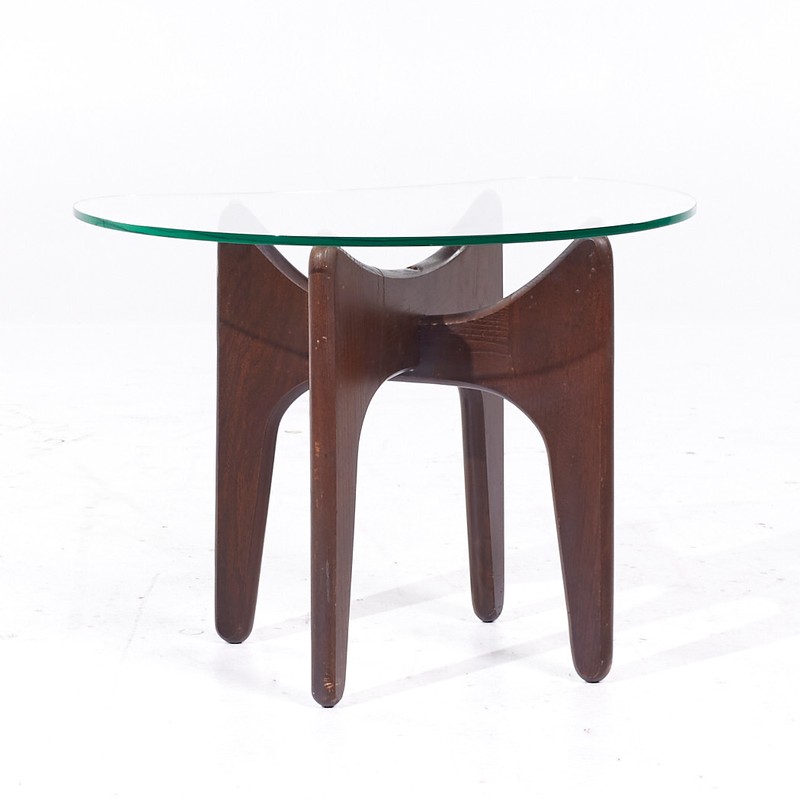 Adrian Pearsall Mid Century Walnut and Glass Side Tables - Pair gallery