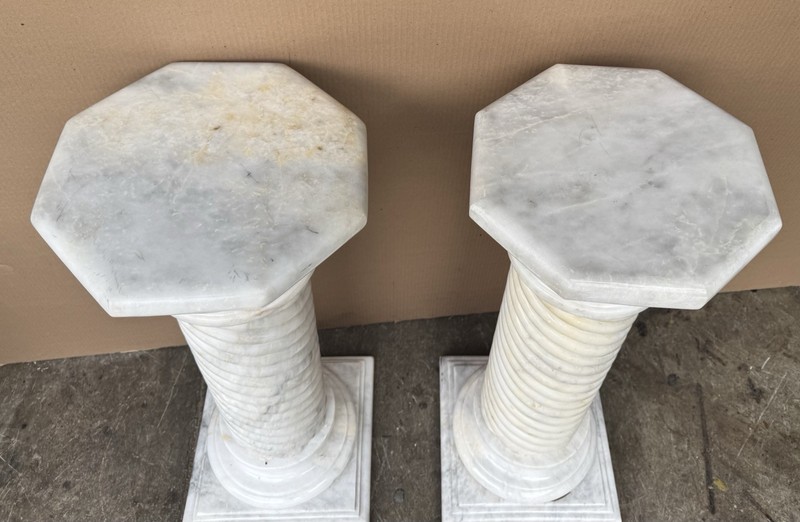 PAIR OF WHITE MARBLE PEDESTALS gallery