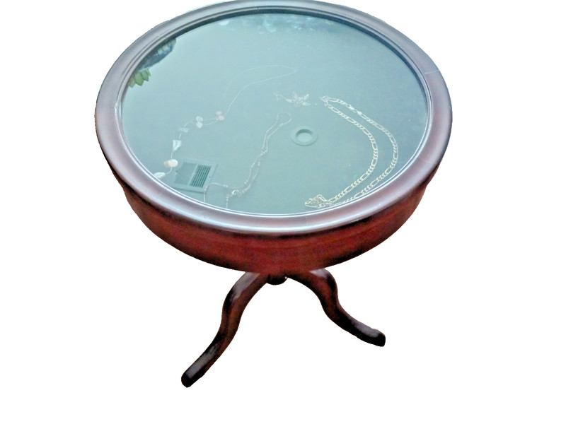 22″ Vtg 1991 Bombay Company Display Table Mahogany Glass Top Pediot Side Accent