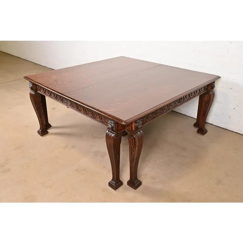 R. J. Horner Style Victorian Carved Oak Extension Dining Table, Newly Refinished gallery