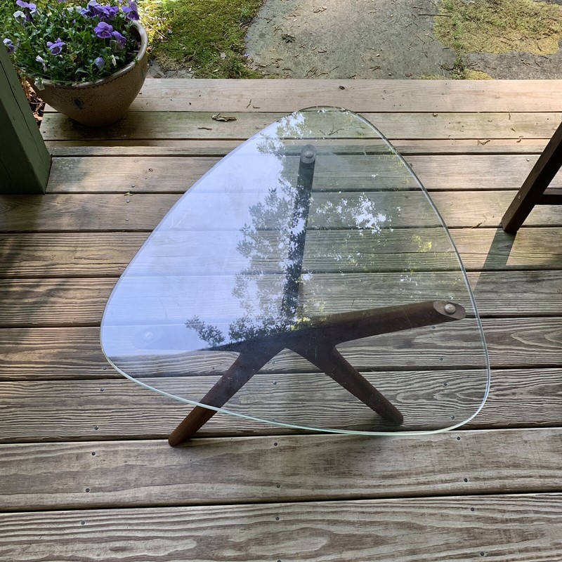 Adrian Pearsall End Table Walnut and Glass MCM