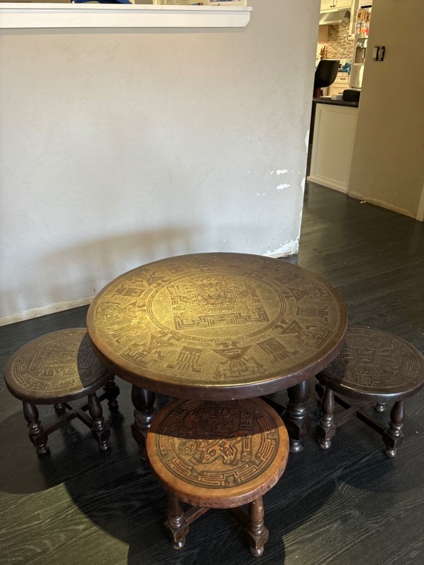 1960s Angel Pazimo Embossed Leather and Wood Coffee Table by Angel Pazmino