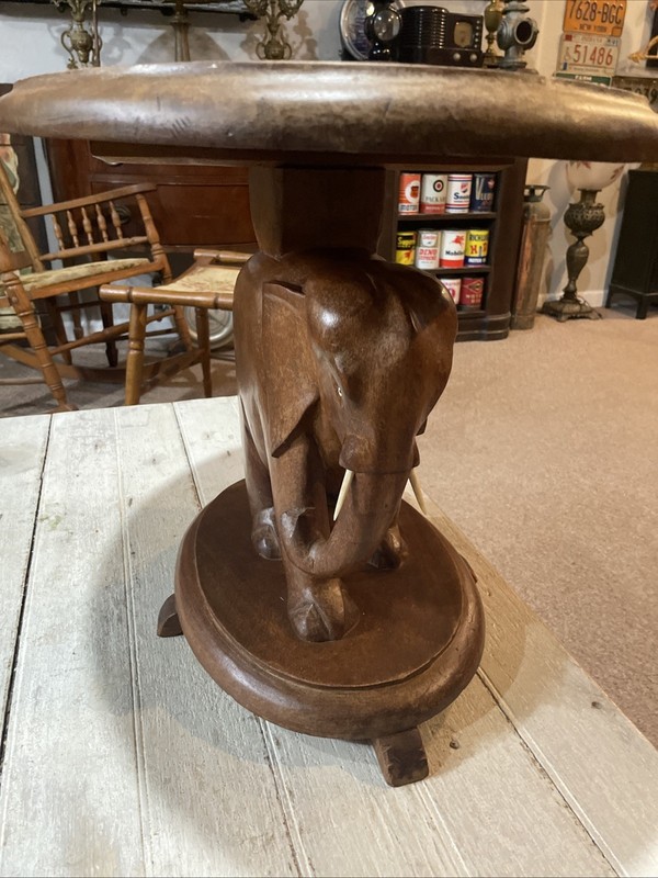Antique Hand Carved Elephant Side Table gallery