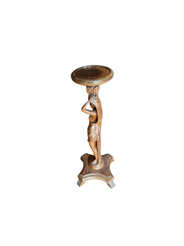 antique French art nouveau figural plant stand pedestal maiden lady gallery