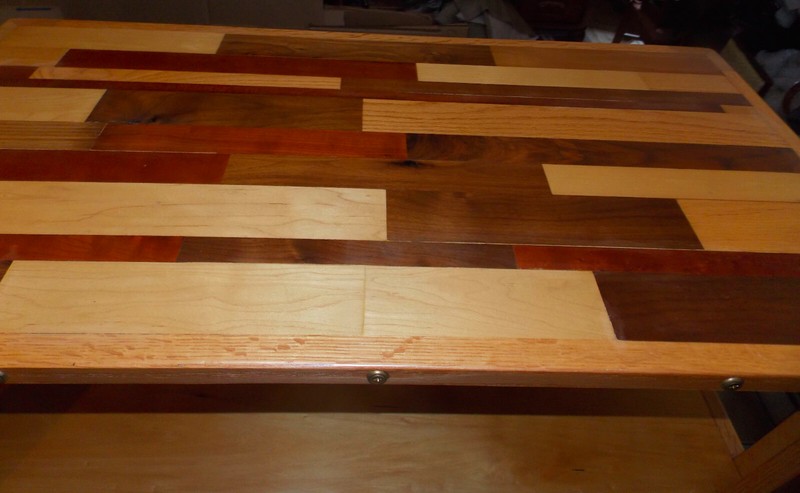 Mid Century Oak, Cherry, Walnut Coffee Table Brass Ring & Screw Accents (CT-119) gallery