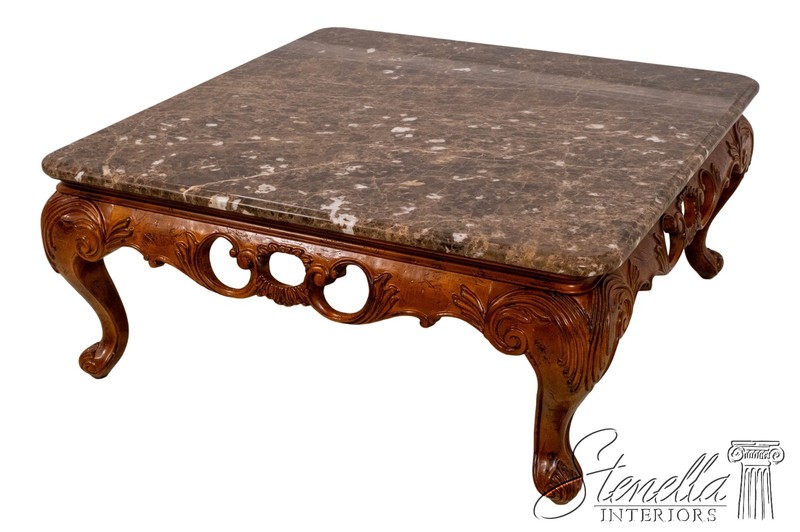 71288: Marble Top Sculpted Base Cocktail Coffee Table