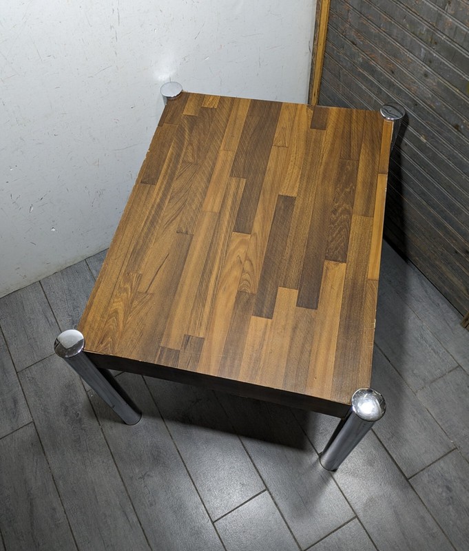 Vintage Mid Century Modern Chrome Legs End Table Milo Baughman Style M23 gallery