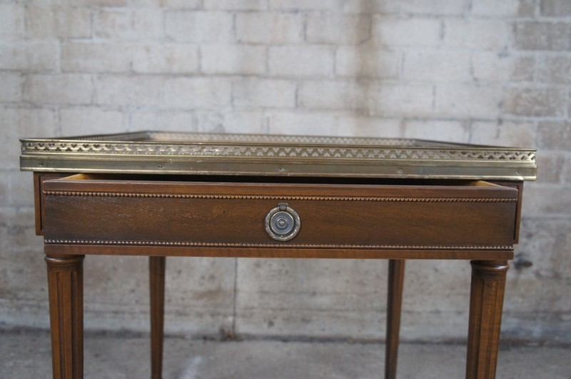 Vintage Baker Furniture French Louis XVI Style Walnut Accent Table Brass Gallery gallery